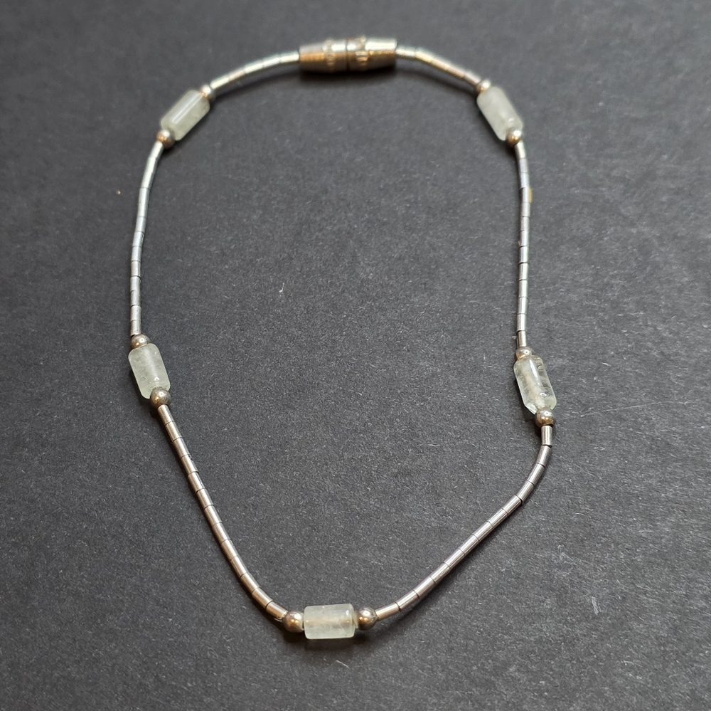 Sterling Silver Jade Tube Bracelet - Picture 3 of 4